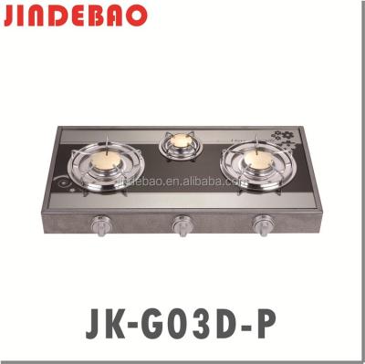 China Home OEM Glass Worktop Standard Size 3 Large Burner Gas Stove JK-G02D-P for sale