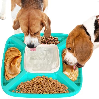 China Hot Selling Automatic Amazon 5 In 1 Bowl Free Dog Water Dog Food Grade BPA ABS Slow Feeder Lick Mat for sale