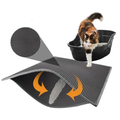 China Double Layer Viable Honeycomb Amazon Big Holes Design Waterproof EVA Material BPA Free Cat Litter Mat Litter Tray Mat for sale