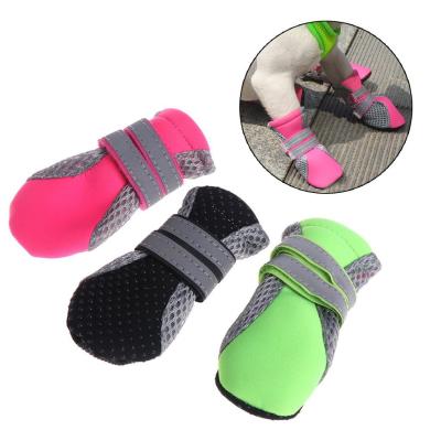 China Amazon Pet Shop Supplier Dog Mesh Reflective Shoes Outdoor Night Viable Hot Selling Comfortable Light Reflect Walking Shoes for sale