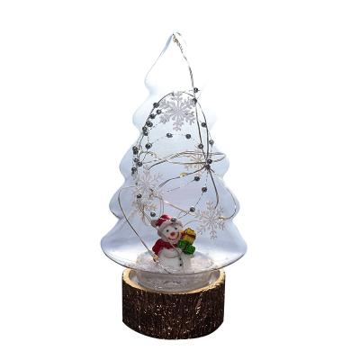 China Christamas Tree Decoration Night Warm Light Desktop Ornament with Glass Cover Decoration Gifts New Year Festive Christmas Tree for sale