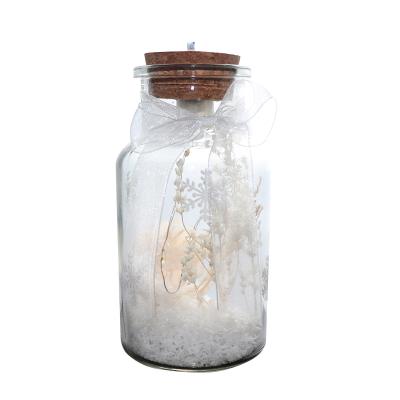 China Christamas Tree Decoration Clear Glass Wishing Bottle With Fine Cork Sand Shell With Lamp Beach Drift Bottle Creative Night Lamp for sale