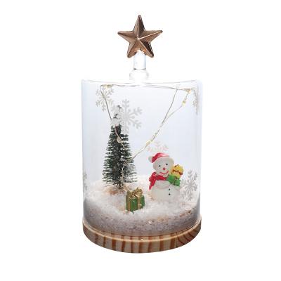 China Home Decoration Display Glass Transparent Christmas Led Lights Glass With Base For Christmas Decoration Gifts for sale