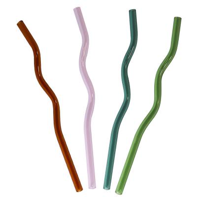 China Clear Reusable Eco Friendly Viable Borosilicate Bent Glass Drinking Straw for sale