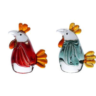 China China Solid Color Wholesale Glass-to-Glass Chicken Animal Figurines For Home Decoration for sale