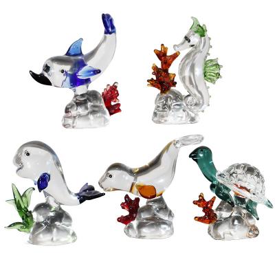 China / Small Colorful Marine Animals Funny Dolphin Sea Glass Cheap Fish Turtle Animal Figurines for sale