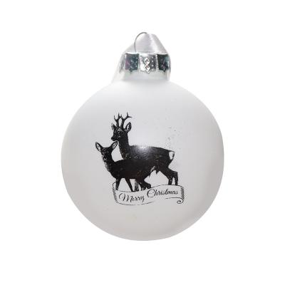 China Christamas Tree Decoration Christmas Tree Ornaments Glass Ball Customized Logo Sliver White Glass Christmas Balls for sale