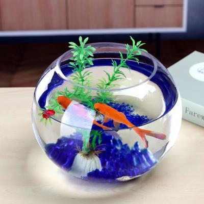 China Wholesale Luxury Office Home School Restaurant Hotel Round Shape Clear Glass Fish Bowl Aquarium For Home Decoration for sale