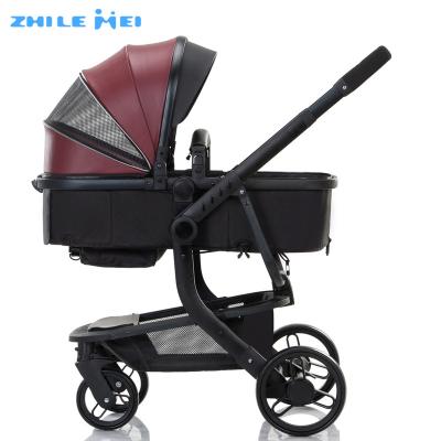 China New Fashion Leather Cotton Good Prices Kids Leather Baby Stroller 3 in 1 for sale