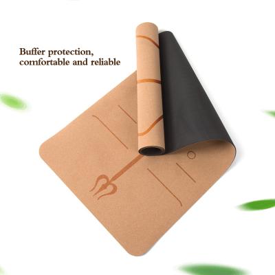 China Custom Manufacturer Anti Slip Logo Cork Tape Yoga Mat Large Eco Friendly Wear Resistant Eco Friendly Yoga Mat for sale