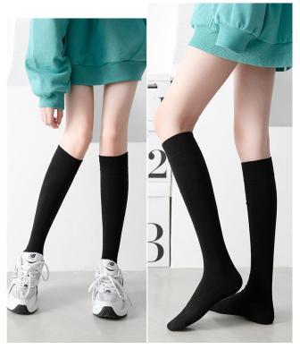 China Custom Logo Sporty Women's Wholesale Cotton Socks Black Knee High Socks for sale