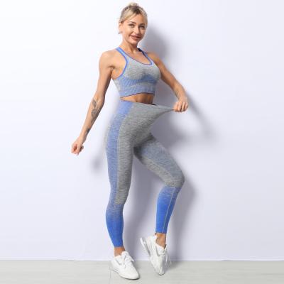 China Breathable Women Fitness Yoga Sets 2 Piece Seamless High Waisted Tie Dye Yoga Set for sale