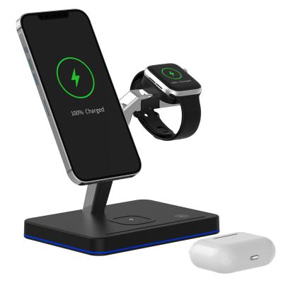 China New Fast Charging Style 15W Mobile Dock Charger Fast Charger 3 in 1 Wireless Charger for sale