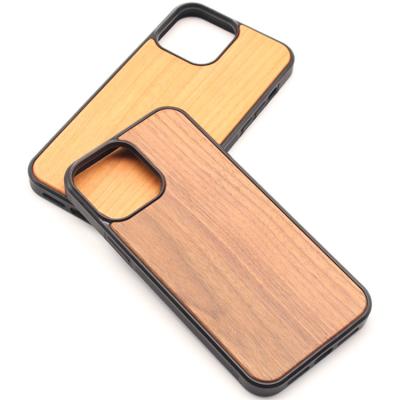 China High Quality Shockproof Empty Wooden Cell Phone Case For iPhone 13 Pro Max Cover Case TPU+PC Wooden Phone Case for sale