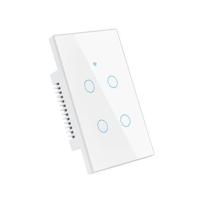 China Wall High-end Light Touch Tuya Wifi Band Alexa Voice Control Us Standard 4 Smart Switch WF-US-S1 for sale