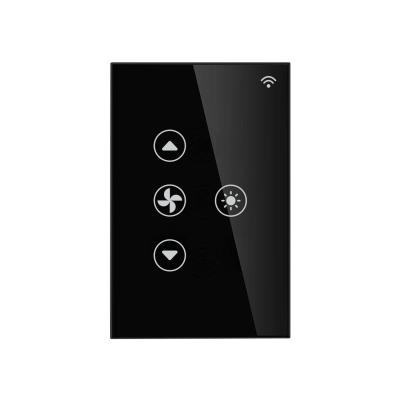 China Touch Screen Light Wall Switch Tuya Life Smart App Us Standard Wifi 2 Band Smart Touch For Fan Light Wall Switch With Google Alexa Home for sale