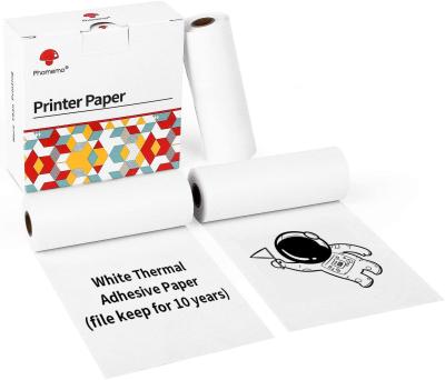 China Black and White Phomemo M03 Mini Thermal Printer Paper, White Adhesive Sticker Paper for sale