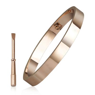 China Fashion Jewelry Stainless Steel Romantic Bangles Couple Gold Plated Bangles Jewelry With Screwdriver for sale