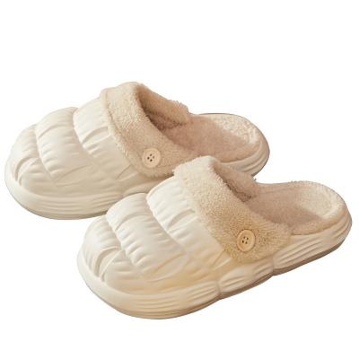 China New Fashion Anti-odor Couples Winter High Quality Plush Indoor Non-slip Winter Detachable Warm Home Slippers For Women for sale