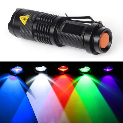 中国 Wholesale mini colorful gift torch light rechargeable waterproof uv red blue green led flashlight zoomable flashlight 販売のため