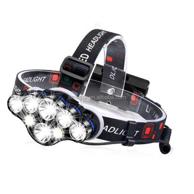 China High Power 8 Led 13000 Lumen Waterproof 180 Degree Rotating Super Bright Rechargeable led Headlamp Flashlight en venta