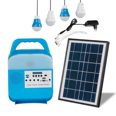 중국 Emergency Standby Power Generation Lighting Solar Power System with MP3 Portable Off Grid Small Solar Power Station Solar Light 판매용