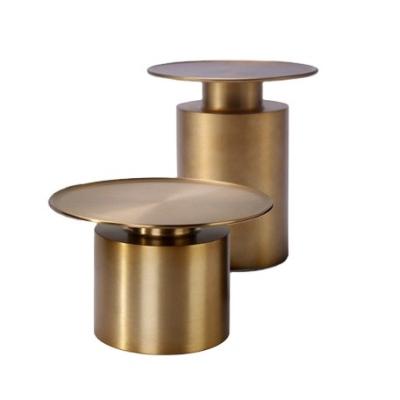 China Hot Selling Good Price 2 Pcs Gold Stainless Steel Coffee Table Center Side Table Convertible for sale