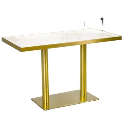 China Fast shipping (height) adjustable wholesale selling good price gold stainless steel coffee table bar table for sale