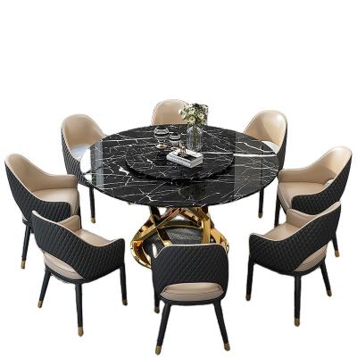 China Factory Adjustable Round Dinner Table Modern Stainless Steel Marble Top Dining Table (Other) for sale