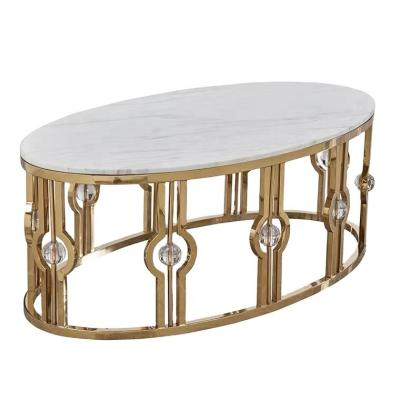 China Convertible Italian style tea table stainless steel top crystal coffee table Italian modern white marble toble for sale