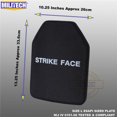 China MILITECH ESAPI Size L Two Pieces NIJ Level 4 Alumina IV Ceramic&PE Bulletproof Plate Holder Alone 10.25 x 13.25 inches (260 x 330 mm) for sale