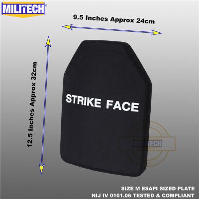 China MILITECH ESAPI Size M Two Pieces NIJ Level 4 Alumina IV Ceramic&PE Bulletproof Flat Backing Alone 240 x 320 x .25 mm (9.5' x 12.5' ​​x 1' ) for sale