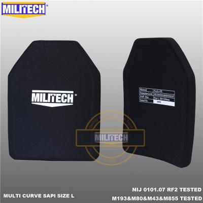 China Size L Multi-Curve MILITECH SAPI Bulletproof Plate NIJ III+ /NIJ 0101.07 Single Brackets RF2 Alumina&PE Two Pcs Ballistic Panel 10.25