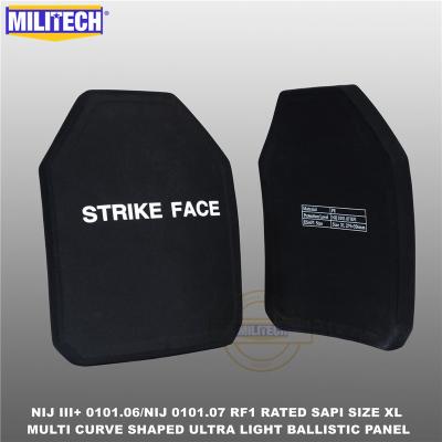 China MILITECH SAPI Size XL Plate NIJ Level 3+ NIJ 0101.07 pcs RF1 2 pcs RF Bulletproof Ultra Light Weight Panel Against M80&AK47&M193 11