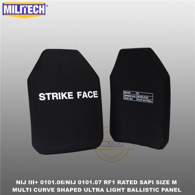 China MILITECH SAPI Size M Ballistic Bulletproof Plate NIJ Level 3+ NIJ 0101.07 PCs RF1 2 Ultra Light PE Board Against M80&AK47&M193 9.5