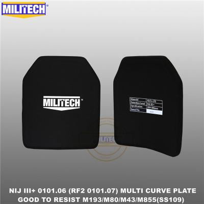 China MILITECH Logo 10x12 Inches Multicurve Bulletproof Plate NIJ III+ /NIJ 0101.07 Single RF2 Alumina&PE Mounts Two Pcs Ballistic Panel 10x12 Inch (25 x 35cm) for sale