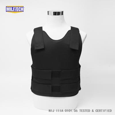 China Twaron Aramid Militech Size S Black NIJ 3A 0101.06 &NIJ 0101.07 HG2 Concealable Under Shirt Twaron Aramid Bulletproof Vest for sale