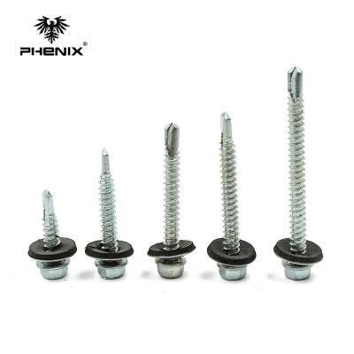 China Hex Screw Zinc Plated Rubber Washer Drilling Self Drilling Screw Hexagon Hex Head Self Drilling Screw for sale