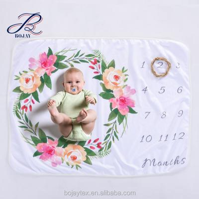 China Soft Anti-pilling Fleece Baby Blanket Photo Prop Baby Shower Gift Keepsake Blanket Newborn Milestone Blanket for sale