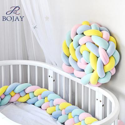 China Modern Mixed Colors Braided Crib Bumper - Kids Knot Pillow Cushion Bolster Crib Nursery Decor Baby Bedding for sale