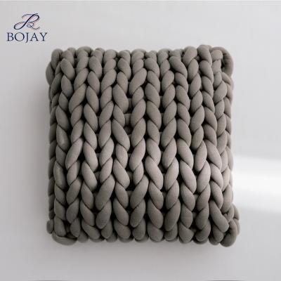 China Chunky Hand Knit Pillow Cotton Tube Yarn Cushion Anti-Static Arm Knit Decorative Photography Pillow Cozy Couch Tile Photography Prop for sale