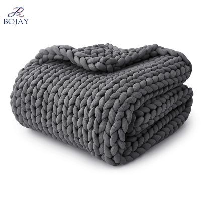 China Cooling Anti-pilling Weighted Blanket 15lbs/King Queen Handmade Knitted Chunky Knit Blankets No Beads Knitted Weighted Breathable Throw for sale