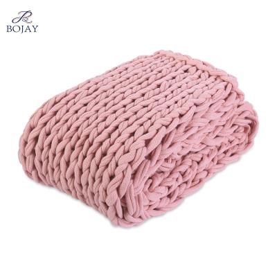 China Breathable Hand Knitting Comfy Acrylic Cable Knit Anti-pilling Throw Blankets Sofa Bed Chunky Knit Blanket No Fiber Shedding for sale