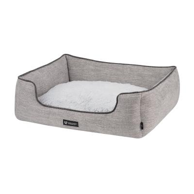 China LS Breathable Energetic Classic Luxury Plush Friends Classic Dog Pet Bed With Reversible Cushion And Anti Slip Bottom for sale