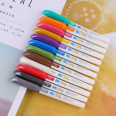 China Art Draing Painting Wholesale 8/12/20 Colors Metal Color Pen Craft Highlighter Bar Marker Permanent Spotting Pen New for sale