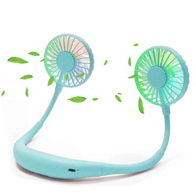 China Popular Portable Adjustable Rechargeable Sport Mini Neck Fan 360 Degree Rotation Neck Band Hand Free Sports 3 Speeds for sale