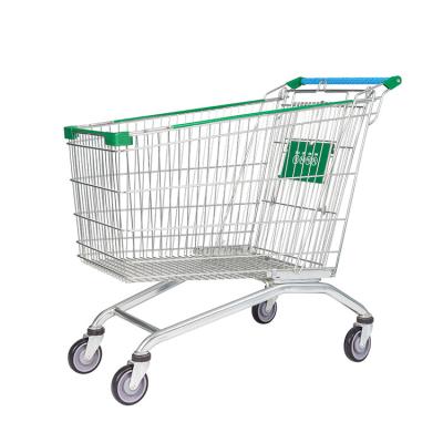 China Durable Heavy Duty 110L Galvanized Easy To Move Trolley Shopping Carts For Supermarket for sale