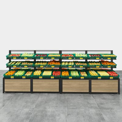 China Good quality super market double sided fruit shelf and vegetable rack shelf for sale