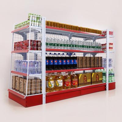 China Double Sided Double / Single Side Metal Display Rack Shelves Gondola Supermarket Shelves for sale