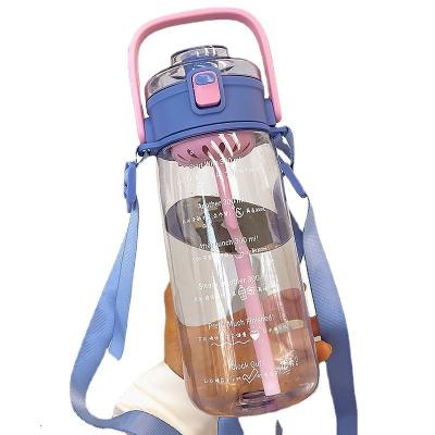 China 2022 Hot Selling Large Capacity Sustainable Portable Outdoor Clear Milk Cartoon Plastic Water Bottle With Strap For Kids for sale